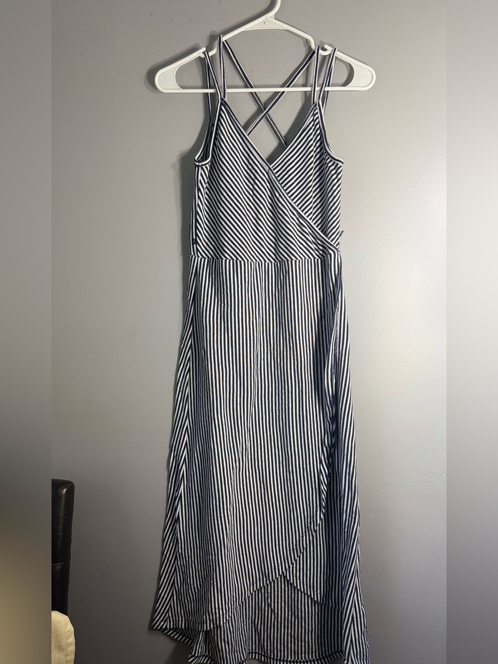 Z Supply Navy and White Striped Wrap Maxi Dress